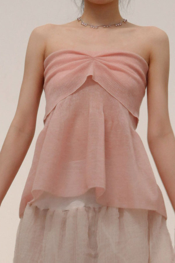 SWAYING/KNIT Bow Tube Top SW22SST02 Light Pink PS47